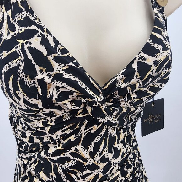Nip Tuck Swim Size 6 Womens Animal Print One Piece Swimsuit Multifit Cup New - Picture 2 of 12